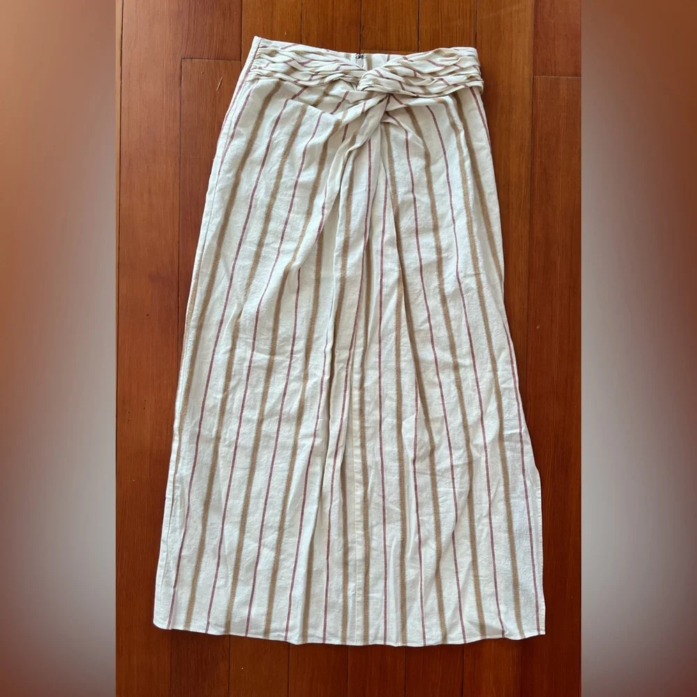 NWT Madewell Twist-Front Sarong Midi Skirt in Stripe - 0